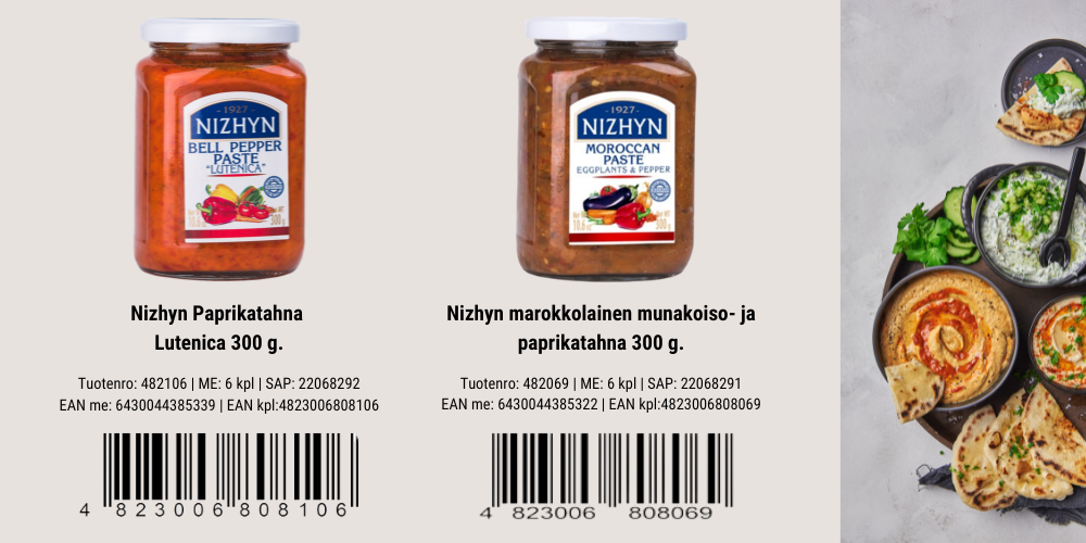 Nizhynin vihannestahnat tuotekuvina.